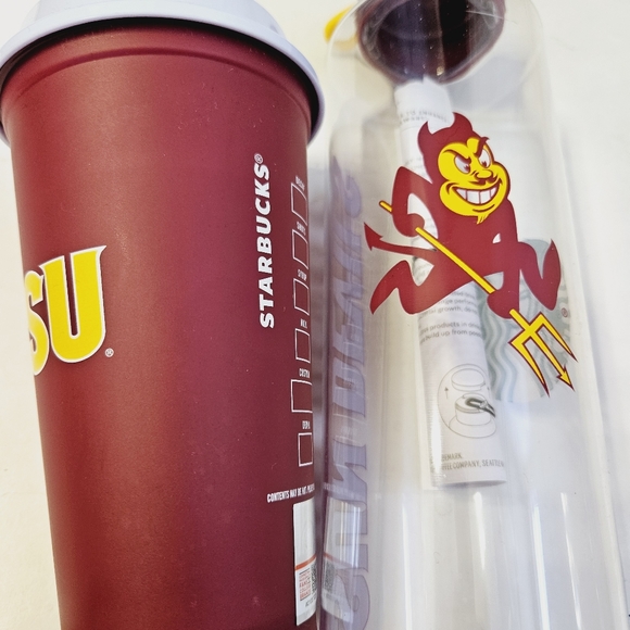 Starbucks ASU Plastic Reusable Water Bottle Tumbler & GO Cup Set - Picture 2 of 4